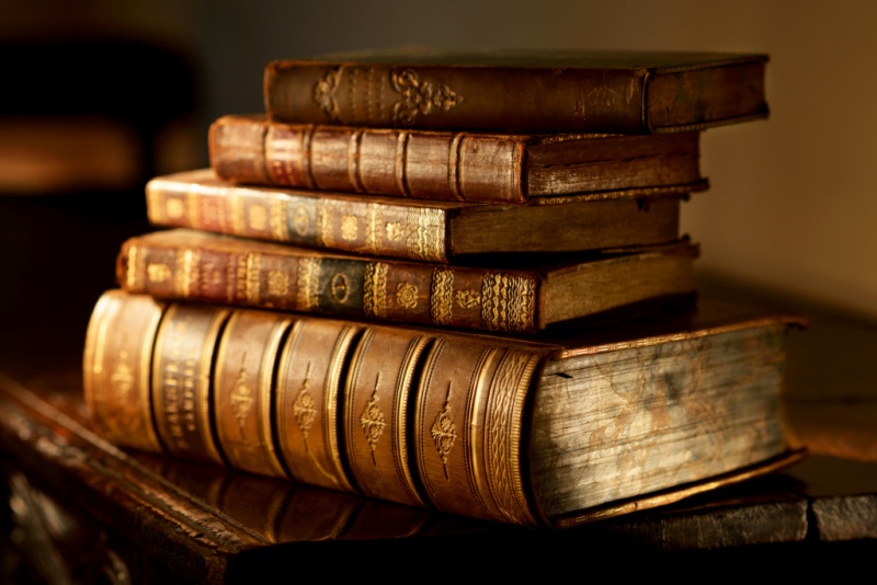 Old Covered Books on Table HD Wallpaper